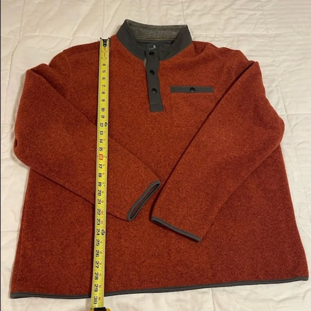 GH Bass And Co Mens XXL Pullover Fleece 3 Button Front Soft Long Sleeve Orange